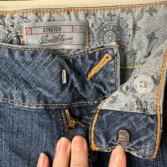 Sz 8/ 10 Y2K VTG Signature by Levi Strauss Capri Cropped Jeans No Back Pockets - Picture 3 of 6